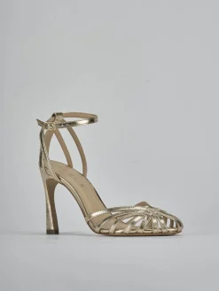 Sandali tacco 9cm laminato oro