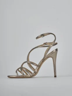 Sandali tacco 10cm laminato argento