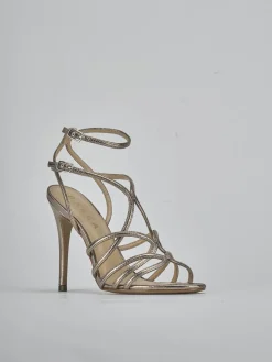 Sandali tacco 10cm laminato argento