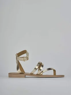 Sandali tacco 1cm laminato oro