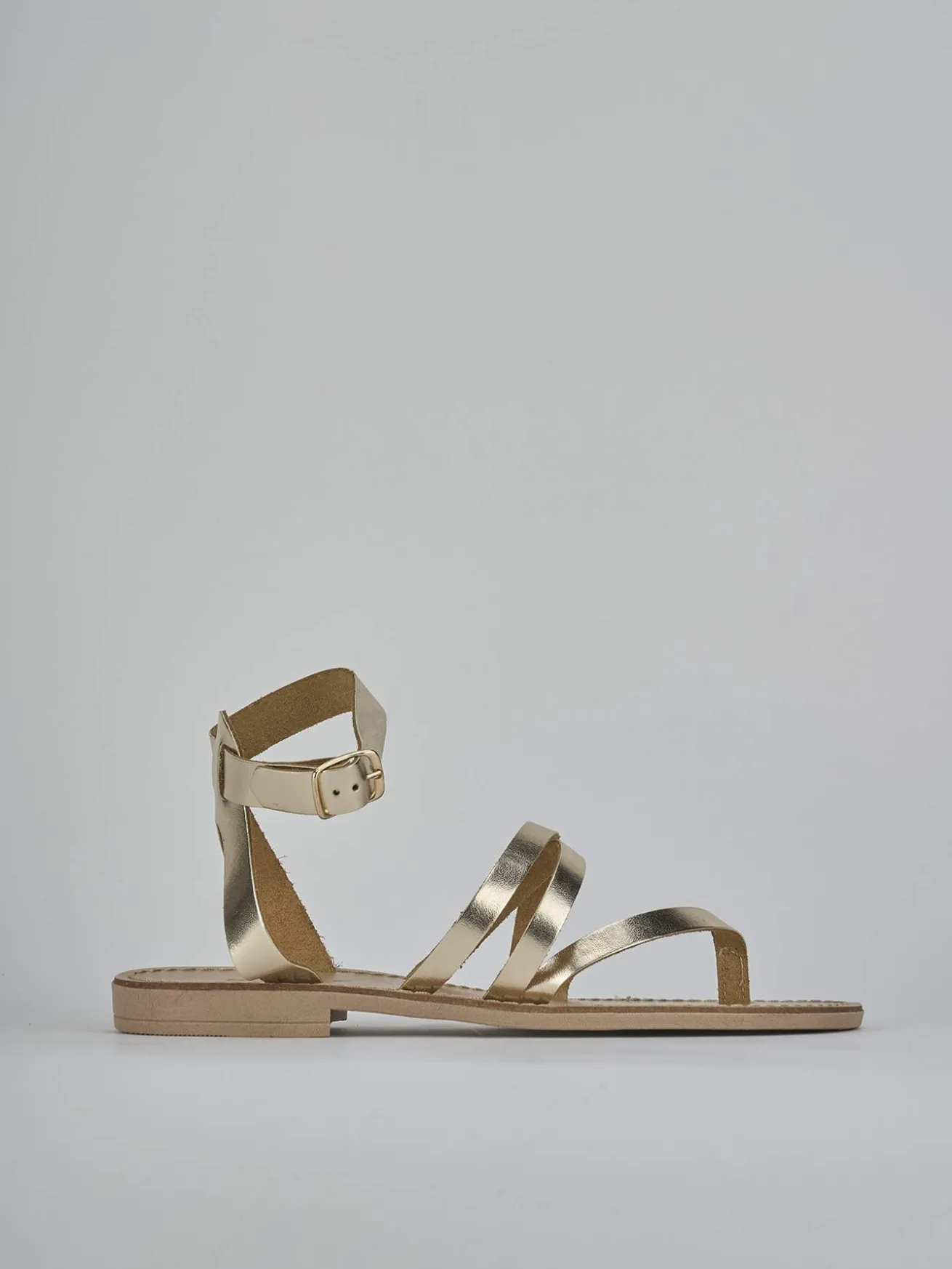 Sandali tacco 1cm laminato oro