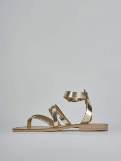 Sandali tacco 1cm laminato oro