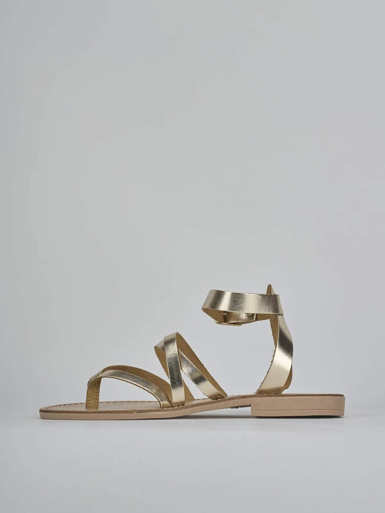 Sandali tacco 1cm laminato oro