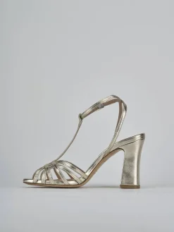 Sandali tacco 9cm laminato oro