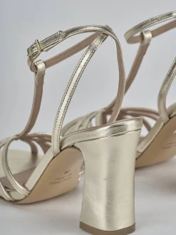 Sandali tacco 9cm laminato oro