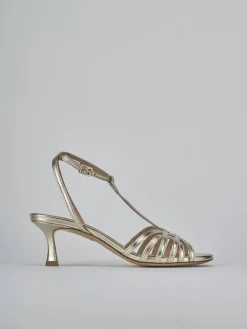 Sandali tacco 5cm laminato oro