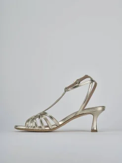 Sandali tacco 5cm laminato oro