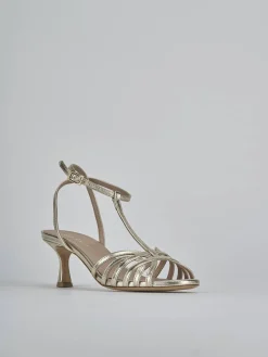 Sandali tacco 5cm laminato oro