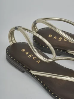 Sandali tacco 1cm laminato oro