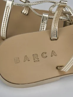 Sandali tacco 1cm laminato oro