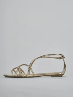 Sandali tacco 1cm laminato oro