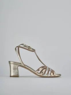 Sandali tacco 5cm laminato oro