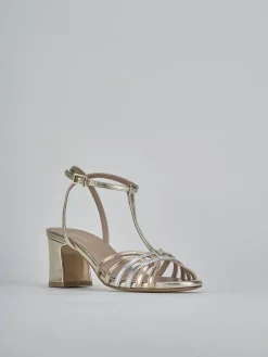 Sandali tacco 5cm laminato oro