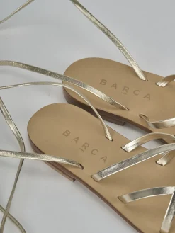 Sandali tacco 1cm laminato oro