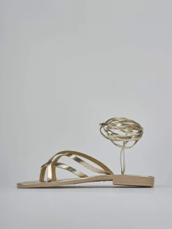 Sandali tacco 1cm laminato oro