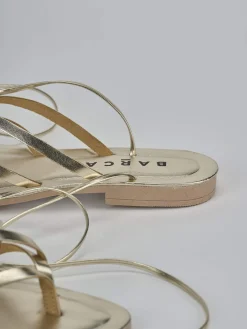 Sandali tacco 1cm laminato oro