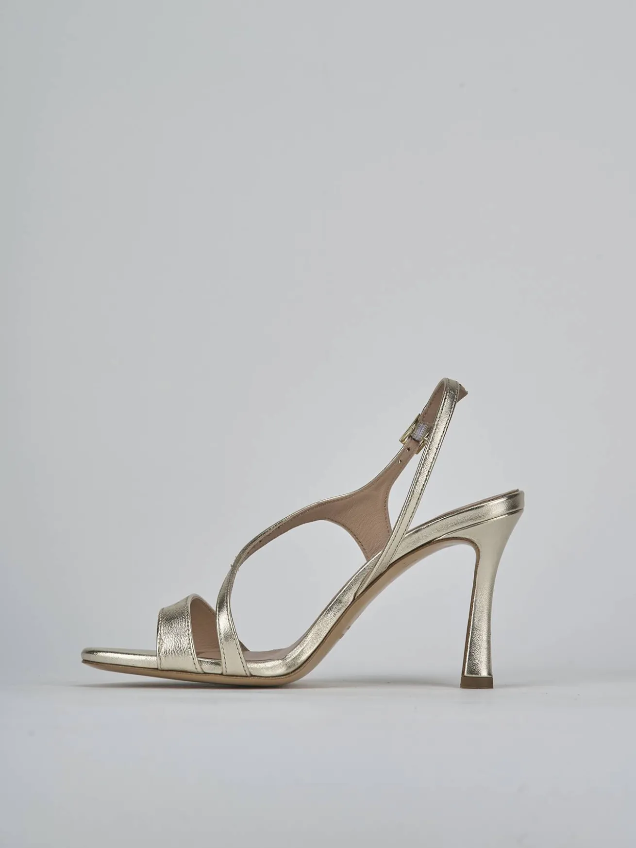 Sandali tacco 9cm laminato oro