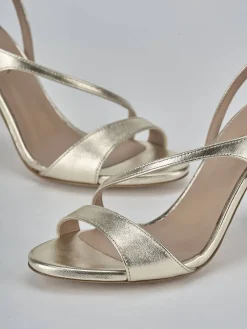 Sandali tacco 9cm laminato oro