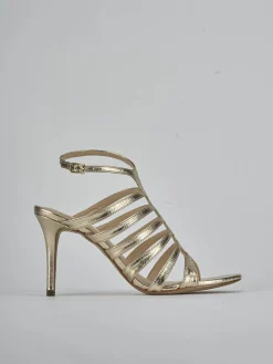 Sandali tacco 9cm laminato oro