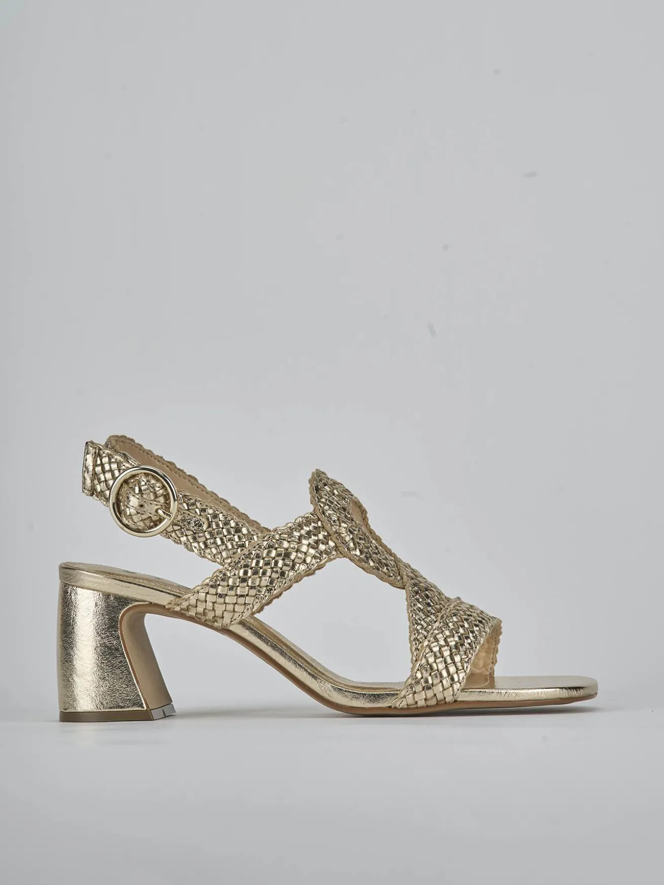 Sandali tacco 6cm laminato oro