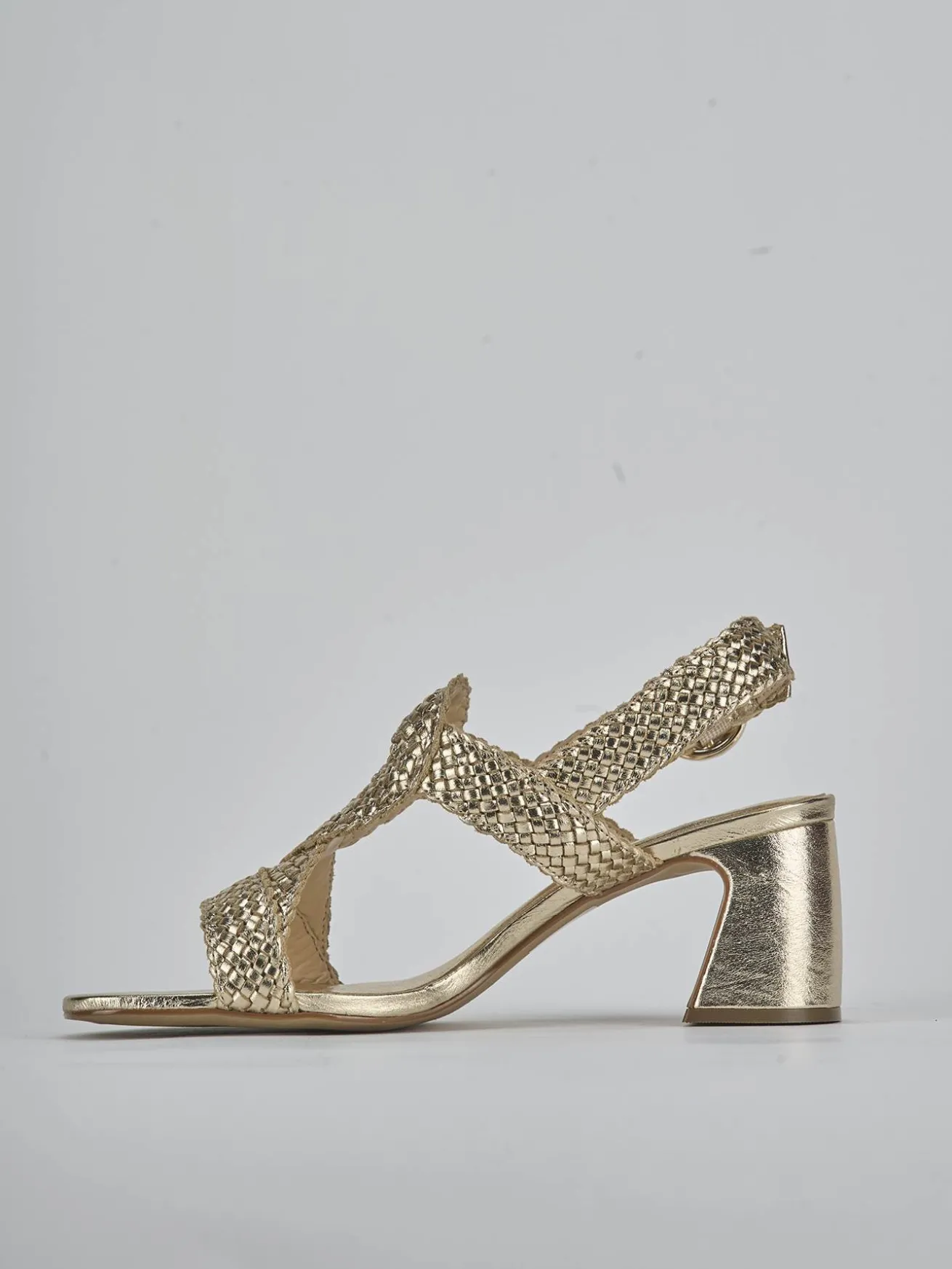 Sandali tacco 6cm laminato oro