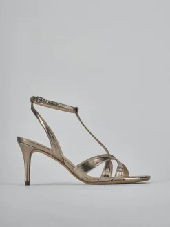 Sandali tacco 6cm laminato argento
