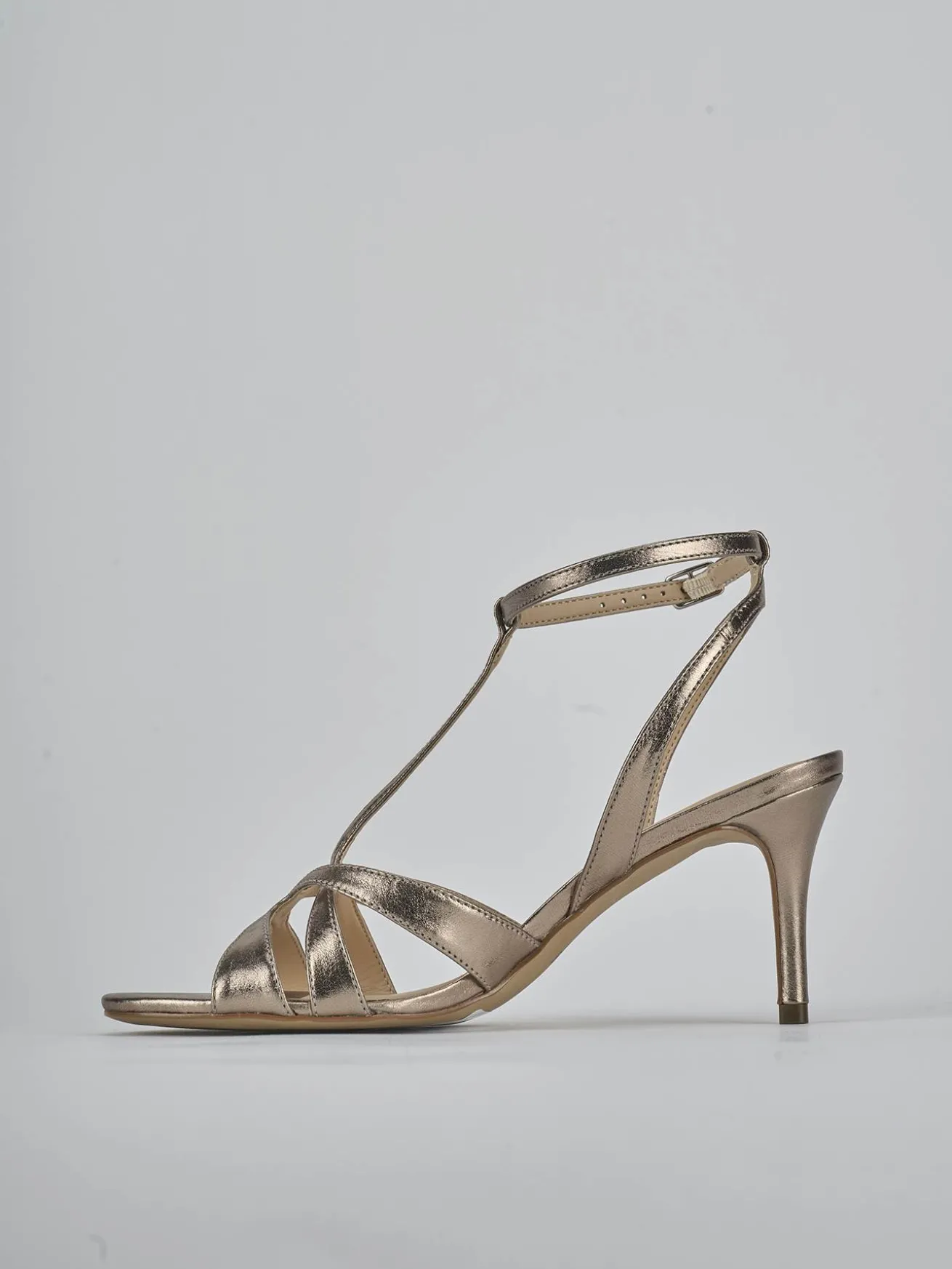 Sandali tacco 6cm laminato argento