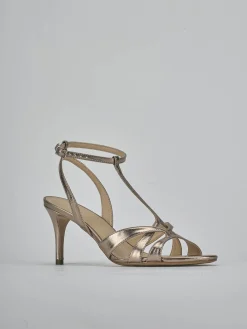 Sandali tacco 6cm laminato argento