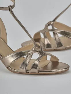 Sandali tacco 6cm laminato argento