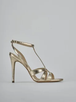 Sandali tacco 10cm laminato oro