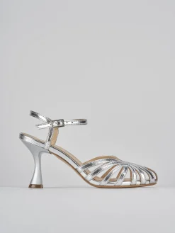 Sandali tacco 6cm pelle argento