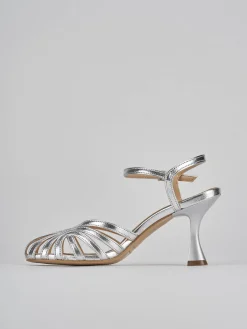 Sandali tacco 6cm pelle argento