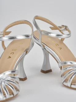 Sandali tacco 6cm pelle argento