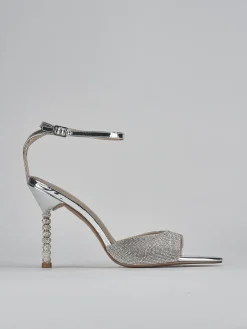 Sandali tacco 9cm pelle argento