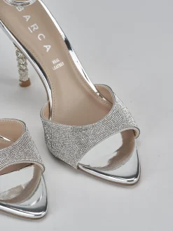 Sandali tacco 9cm pelle argento