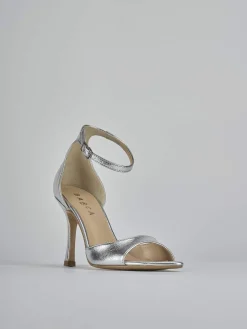 Sandali tacco 9cm pelle argento