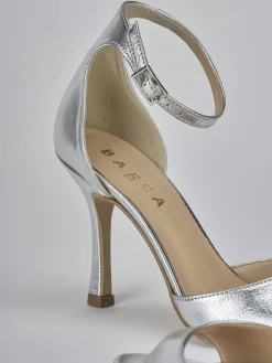 Sandali tacco 9cm pelle argento