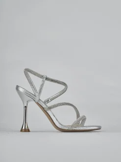 Sandali tacco 10cm pelle argento