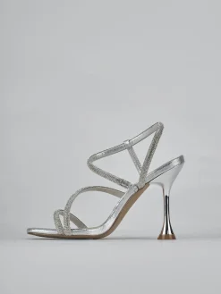 Sandali tacco 10cm pelle argento