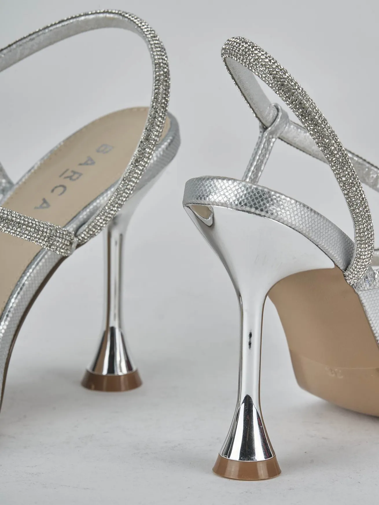 Sandali tacco 10cm pelle argento