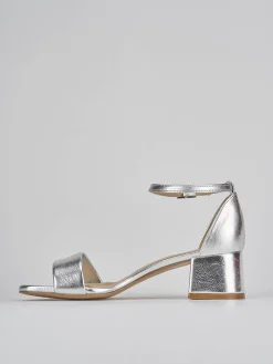 Sandali tacco 5cm pelle argento