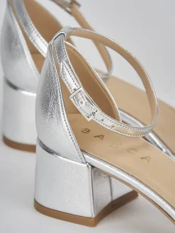 Sandali tacco 5cm pelle argento