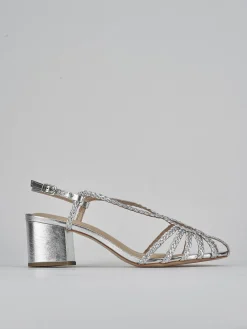Sandali tacco 5cm pelle argento