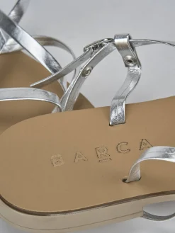 Sandali tacco 1cm pelle argento