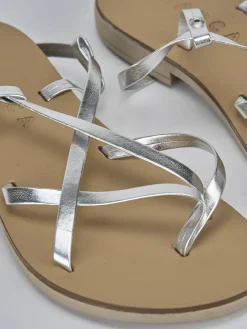 Sandali tacco 1cm pelle argento