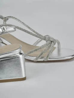 Sandali tacco 5cm pelle argento