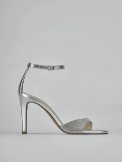 Sandali tacco 8cm pelle argento