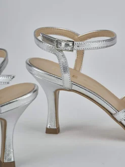 Sandali tacco 6cm pelle argento