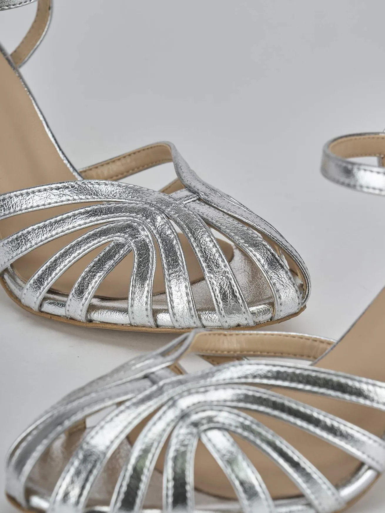 Sandali tacco 6cm pelle argento