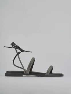 Sandali tacco 1cm pelle argento